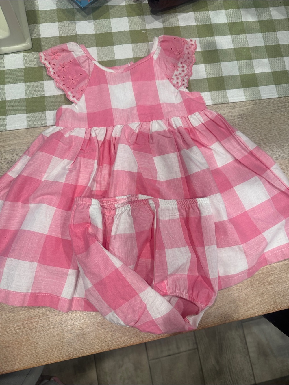 Little Me Pink and White Gingham Dress with Bloomers